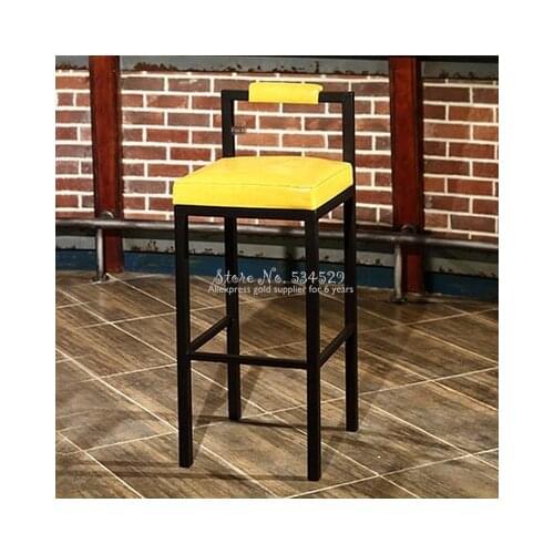 30%1B Nordic Modern Minimalist Bar Stool Bar High Stools Home Wrought Iron Coffee Shop Solid Wood Strip Table
