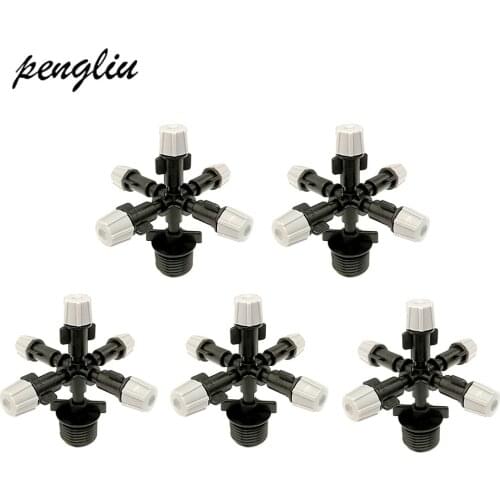 5set Irrigation Five Spray Nozzle Connect to 1/2'''' Connector Greenhouse Misting Atomizing Adjustable Sprinkler Nozzles IT104