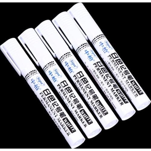 5Pcs/Lot Waterproof Oil Permanent Marker Pens For Metal Metallic Pen Craftwork Supplies White Color Painting Drawing Pen Set