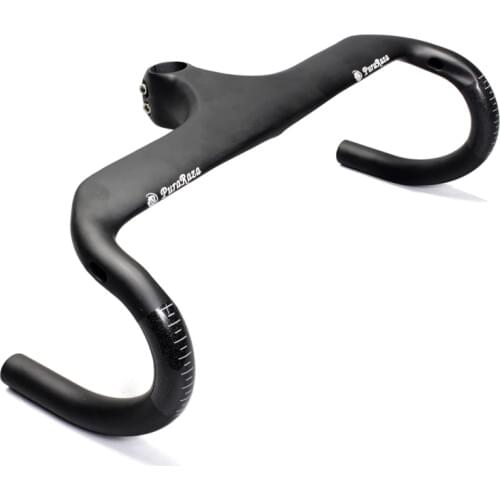Promotions! Total Carbon Fiber Integrated Bicycle Road Handlebar with Carbon Rod Road Bike Handle Parts 28.6mm