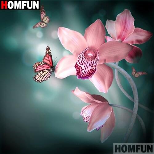 Homfun Full Square/Round Drill 5D DIY Diamond Painting "Flower butterfly" 3D Embroidery Cross Stitch Home Decor Gift A10844