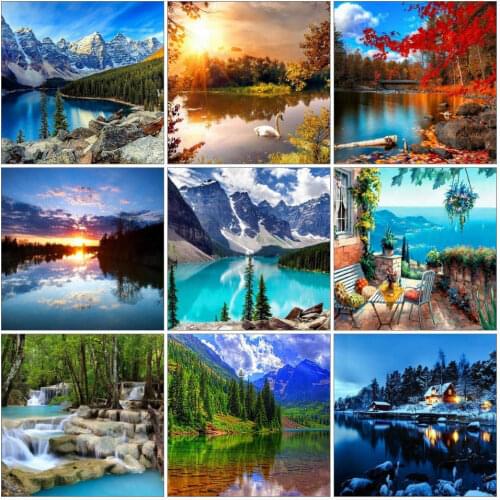 AZQSD Diamond Painting Nature Scenery 5d Diy Diamond Embroidery Mosaic Full Square Drill Home Decor Gift Handmade Cross Stitch