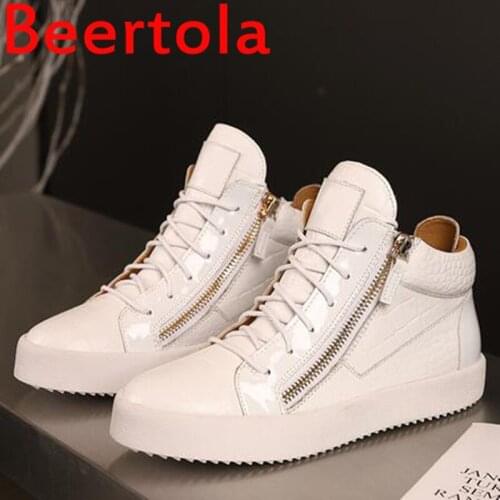 Brand Beertola Male Comfortable Stone Pattern Loafers Men Casual Shoes Party Dress Flats Bottom Lace-Up Zipper Sneakers Party