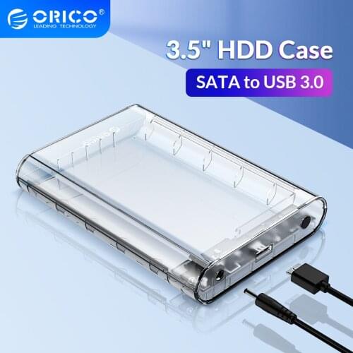 ORICO 3.5 inch Transparent HDD Enclosure Case USB 3.0 5Gbps SATA3.0 Support UASP 8TB Drives for Notebook Desktop PC