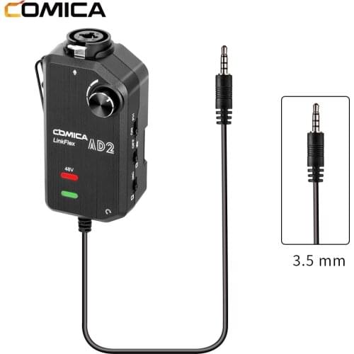 COMICA LinkFlex AD2 XLR Microphone & 6.3mm Guitar Interface Preamp Audio Adapter with Phantom Power Preamp Amplifier for iPhone