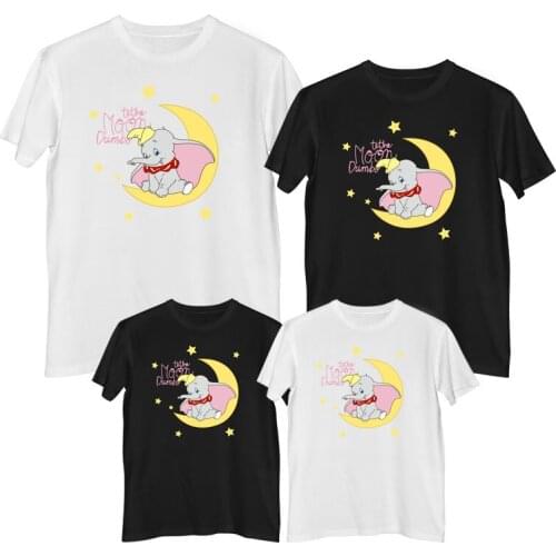 Disney Dumbo T-shirt Comfortable Breathable 100% cotton Fashion Women tee shirt T-shirts for girls family look mom and daughter