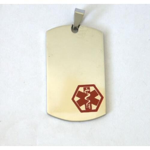 Low price Medical ID Dog Tag Stainless Steel Plate new Custom Engraving Red Emblem dogtag hot sales Engraved medical dog tags
