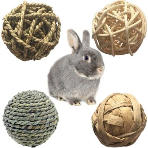 4 Pcs Bird Rabbit Parrot Toy Straw Rattan Ball Toys Small Animal Chinchillas Chew Resistant Bird Cage Accessories Supplies