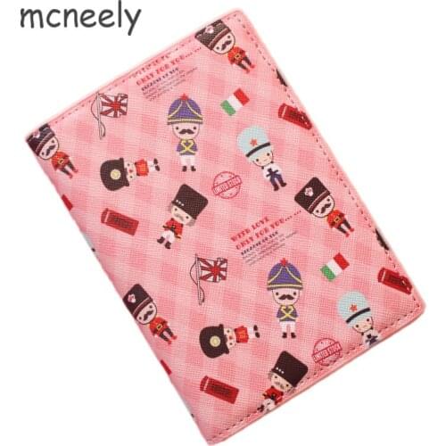 Mcneely England Style British soldiers Passport Cover PU Leather Women Credit Card Holder Girls Passport Holder No Zipper