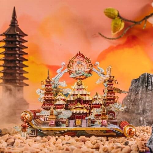 Metalhead Model 3D Metal puzzle Great Leiyin Temple Xiyuanxian DIY 3D Laser Cut Model puzzle toys for adult