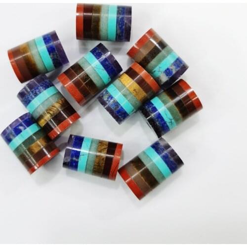 Fashion 7 chakras natural stone beads 17x12mm 6pc Reiki healing amethysts lapis lazuli for jewelry making charm Accessories