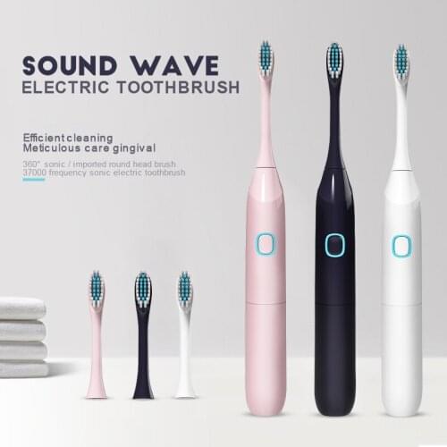 Toothbrush Powerful Sonic Electric Toothbrush Waterproof Battery Tooth Brush with 3 Replacement Brush Heads Adults Travel 35D