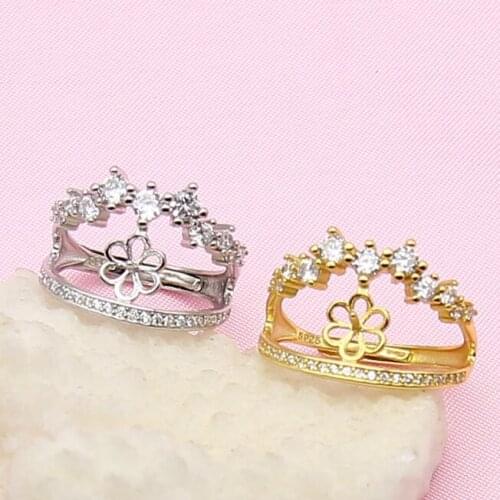 Pearl Ring Sets, Ring Findings, Adjustable Ring Jewelry Parts Fittings Charm Silver Accessories for Edison Pearls Beads Stones