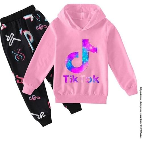 Autumn boy clothes girl clothes Birthday suit childrens clothing Tik Tok Hoodies hot stamping printing childrens clothing set