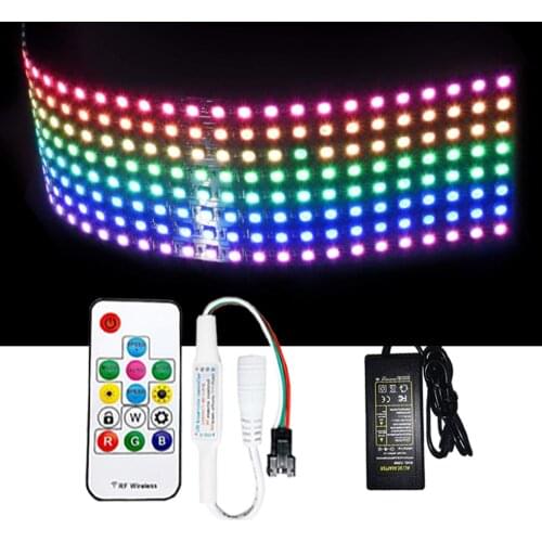 WS2812B LED Digital Panel Screen Flexible Individually Addressable WS2812 8*8 16*16 8*32 Pxiels Module Matrix 14Keys Kit DC5V