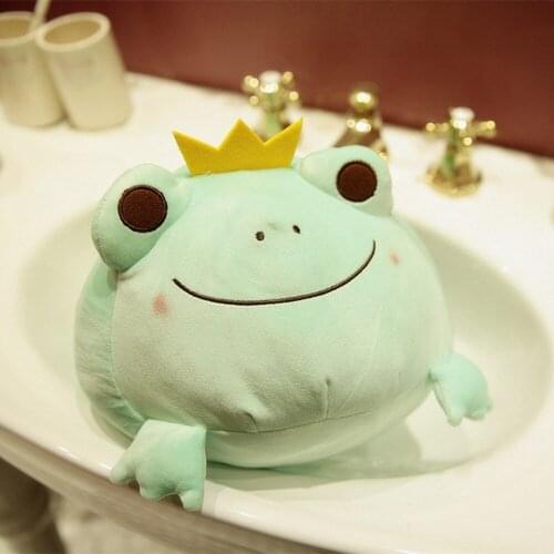 35/42cm Cute Crown Frog Plush Pillow Stuffed Soft Down Cotton Kids Toys Kawaii Smile Frog Dolls for Children Kids Birthday Gift