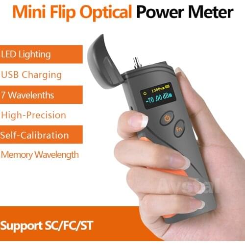 FTTH Mini Handheld Fiber Cable Tester Optical Power Meter -50 to 20dBm -70 to 3dBm Clamshell OPM Tool Built-in Lithium Battery