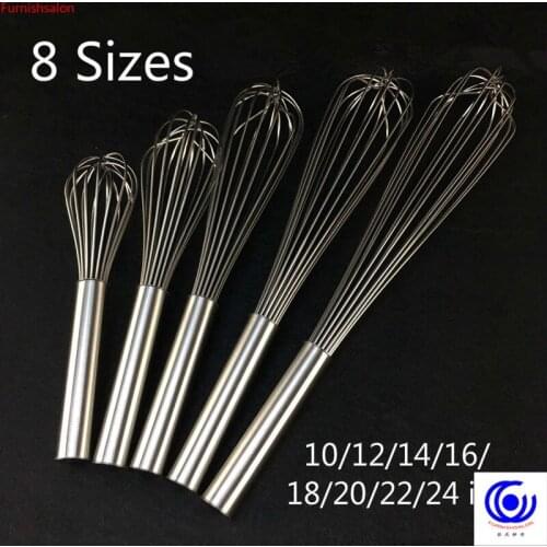Bigger size Stainless Steel Strengthening Egg Beater Whisk length 10/12/14/16/18/20/22/24 inch Hand Kitchen Tool Baking 16 wires