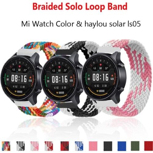 For Xiaomi Mi Watch color Strap Nylon Solo Loop Bands Bracelets for xiaomi haylou Ls02 20mm 22mm Braided Wristbelts