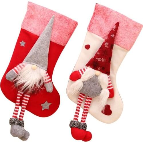 2 Pcs Christmas Stockings, Xmas Stockings Decorations, Santa Claus Gift Candy Bag for Xmas Holiday Party Home Decoration