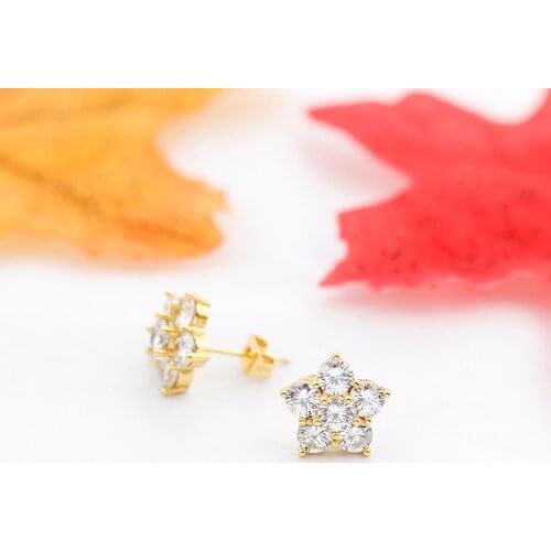 Crystal Flower Earrings For Women Wedding Jewelry Rose Gold Star Shape Friendship Earrings Bridesmaid Gift Pendientes Mujer bff