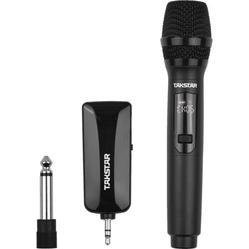 TAKSTAR Portable UHF Wireless Microphone Set with Handheld Microphone 3.5MM Plug Receiver 6.3MM Adapter Plug-And-Play Infrared