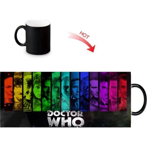 Doctor Who Hot Reactive Sensitive Mugs Black White Changing Color Ceramic Mug Porcelain Tea Coffee Cup 12oz