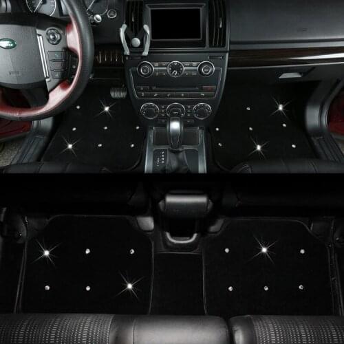 Universal Car Floor Mats Plush Rhinestone Car Interior Accessories Handmade sewing Diamonds Floor Mats Car-styling Protector