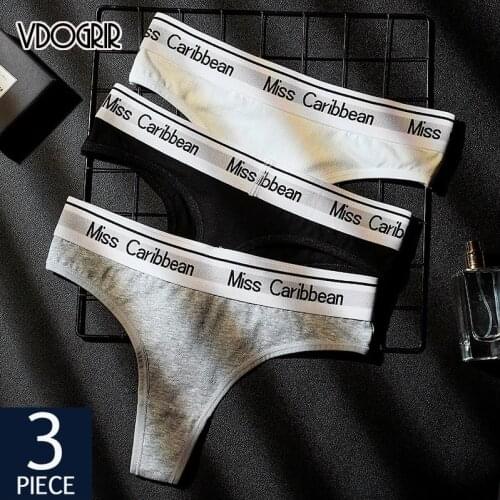 VDOGRIR 3Pcs/lot Sexy Womens Cotton Panties Underwear Seamless G-String Comfort Underpants Thongs Low Rise Lady Lingerie Briefs
