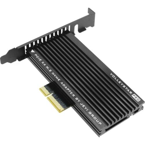 VolleyStar-PRO Black Heat Sink M.2 for NVMe SSD for NGFF TO PCIE X4 Adapter Heatsink M Key PCI-E 3.0 x4 Full Speed RGB LED