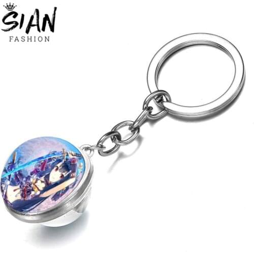 SIAN Japan Anime Akame Ga Kiru! Keychains Cosplay Glass Ball Keychain Pendant Key Chain Ring Holder Metal Key Chain Gifts