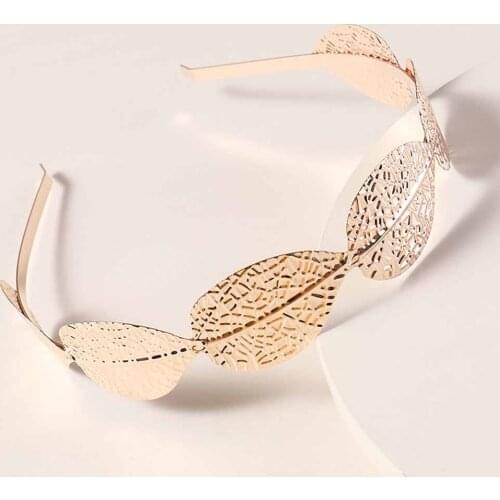 Leaves Golden Lady Hair Bands Retro Style Pearl Flower Lady Headband Party Banquet Western Style Simple Female Hair Accessories