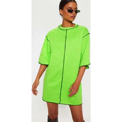 2020 New Big code T Shirt Dress Women half Sleeve Fashion Character Mini Streetwear Dress Summer Ladies Loose Short Casual Dress
