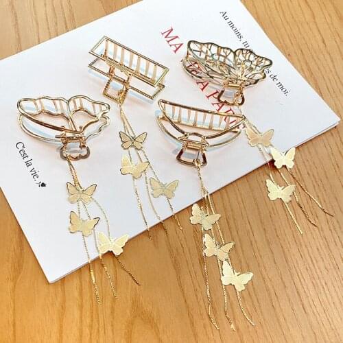 1PC Retro Metal Hair Grip Butterfly Hair Clip Butterfly Pendant Claws Barrettes Hair Jaw Grip Jewelry Styling Tools Hair Claw