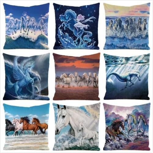 45cm*45cm **Unicorn&horse** Inimitated Silk Fabric Throw Pillow Covers Couch Cushion Cover Home Decorative Pillows Pillow Case
