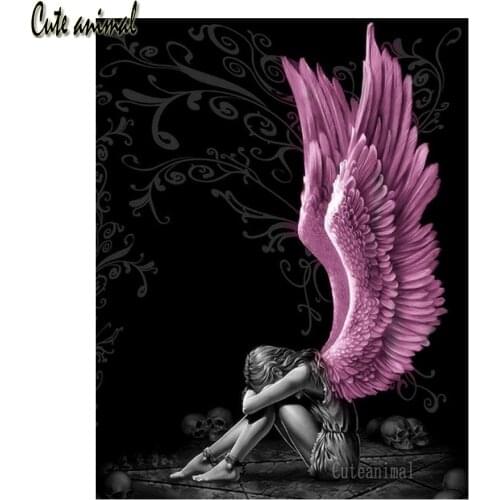 Angel Demon 5D Diamond Painting Full Drill Square Round Diamond Embroidery Rhinestones Elf Girl Pictures Diamond Mosaic Decor