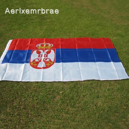 Free Shipping aerlxemrbrae flag Serbia flag Banner Free shipping 90*150cm Hanging National flag Serbia