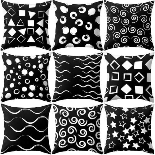 Black Triangle Circle Star Pillow Case Cushion Cover Home Chair Sofa Car Decor