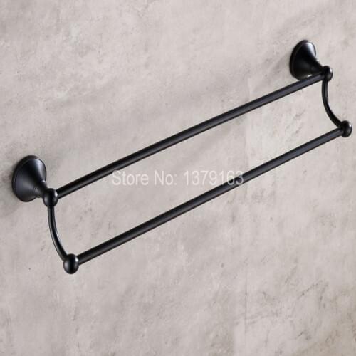 Black Oil Rubbed Brass Bathroom Accessory Wall Mounted Bathroom Double Towel Rail Holder Rack Bar aba852