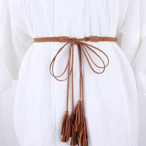 Decorative Braided Belts For Women Dress Female Knitted Waist Rope simple Tassel Woven knotted Strap Chain Ladies Accessories