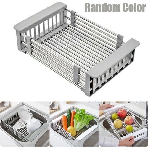 Economical Retractable Sink Water Filter Rack Drain Basket Stainless Steel Kitchen Sink Dish Drainer Counter Household