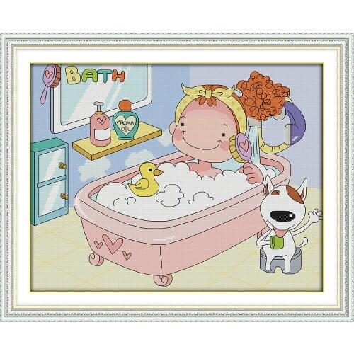 Everlasting Love I Love Bathing Chinese Cross Stitch Kits Ecological Cotton Stamped 14 11CT DIY Gift Wedding Decoration For Home