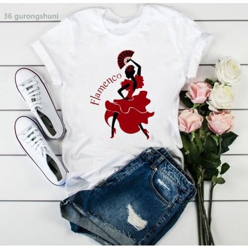 New summer style women t-shirt Spanish gesture dancer drawing print camiseta mujer t shirt summer Casual femme tshirt tops
