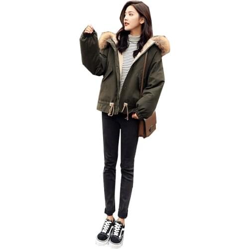 Hot Sale 2021 Autumn Winter Korean Womens Slim Hooded Down Jacket New Long Sleeve Parkas Cotton Jacket Short Bread Service Coat