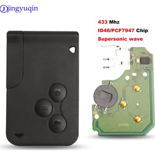 Jingyuqin 3 Button 433Mhz ID46 PCF7947 Chip & Insert Small Remote Smart Key Card For Renault Megane Scenic Grand Supersonic Wave