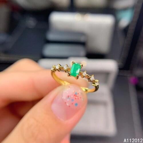 KJJEAXCMY fine jewelry S925 sterling silver inlaid natural Emerald girl elegant adjustable ring support test Chinese style