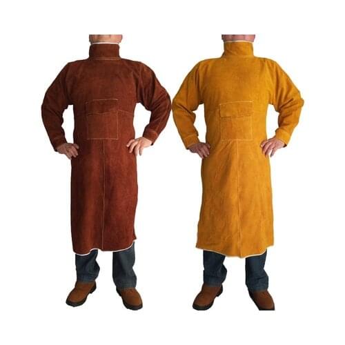 Leather welding work inside out fire apron abrasion resistance against the hot welding flame retardant labor insurance clothing