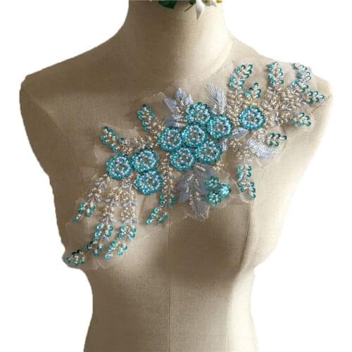 Lace chest applique fabric sewing dress decoration sequin clothing DIY craft supplies material accessories 1 piece for sale