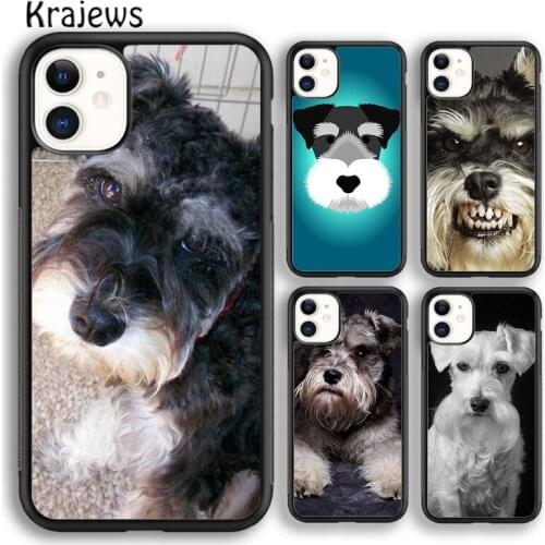 Krajews Cute Miniature schnauzer puppy Phone Case Cover For iPhone 5s 6s 7 8 plus X XS XR 11 12 pro max Samsung Galaxy S8 S9 S10