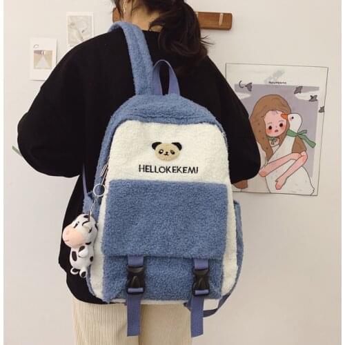 Mori Girl Cute Plush Men Women Backpack Cartoon Shoulder Schoolbag Female Harajuku 14 Inch Laptop School Backpacks Travel Bags